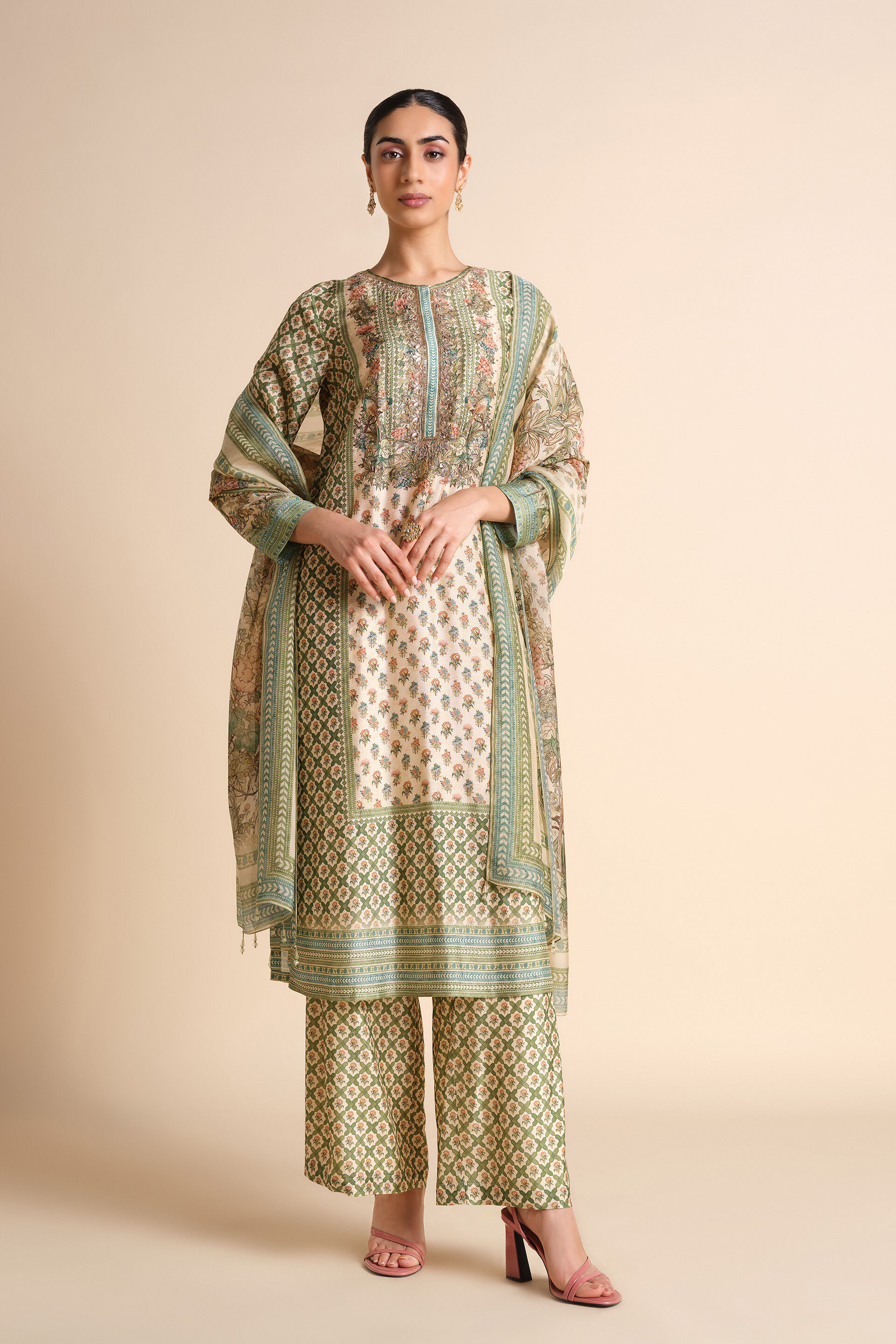Moira Silk Suit Set - Ivory